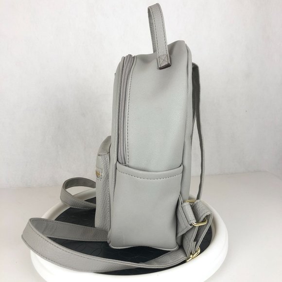 Juicy Couture Grey Gold Embellished Logo Front Top Handle Mini Backpack - Picture 2 of 15